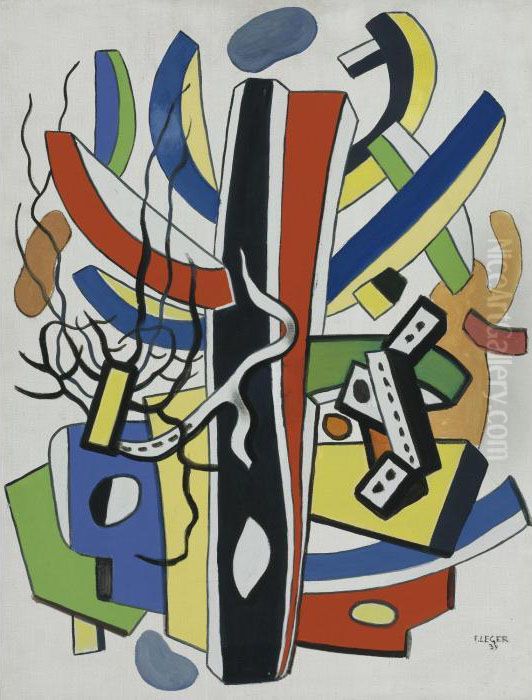 Composition Polychrome Oil Painting by Fernand Leger