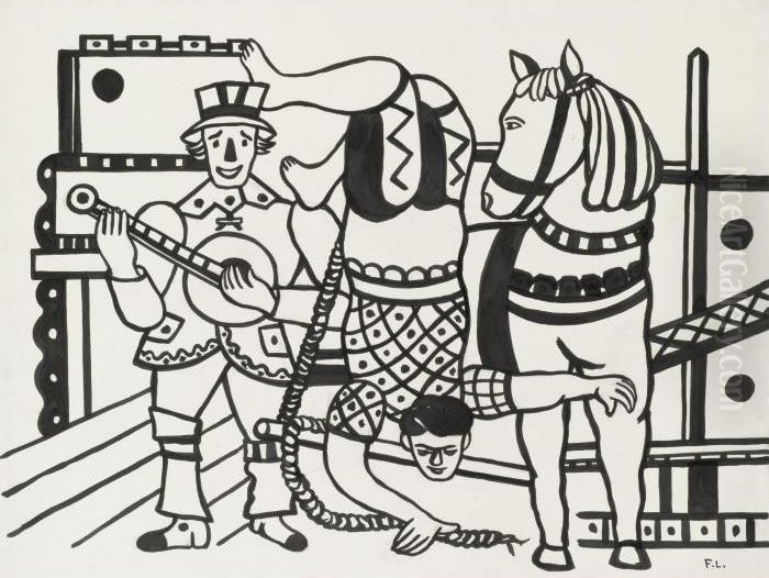 Musicien Et Acrobate V Oil Painting by Fernand Leger
