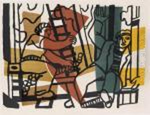Les Constructeurs Oil Painting by Fernand Leger