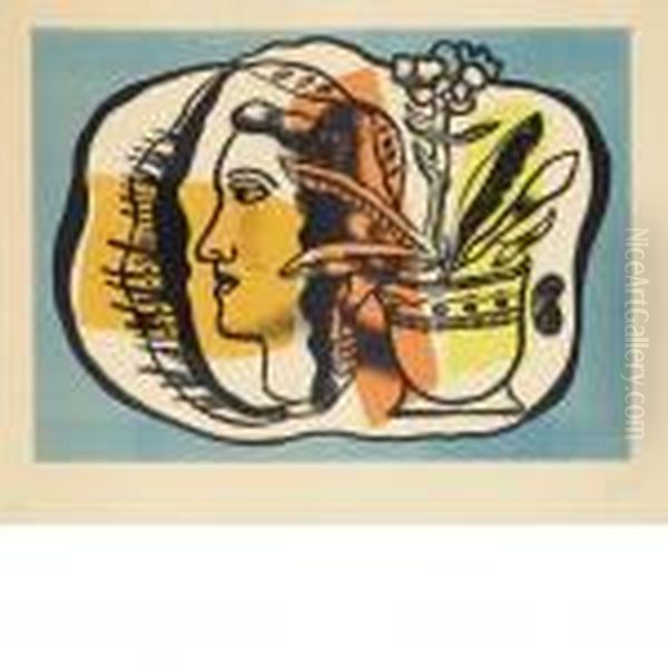 Composition Au Profil Oil Painting by Fernand Leger