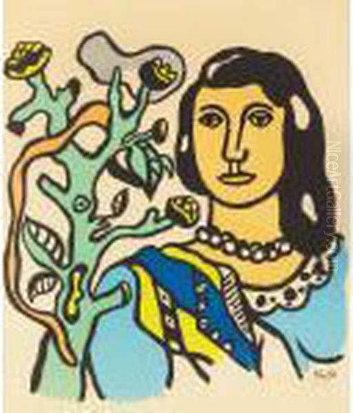 La Femme Et La Fleur Oil Painting by Fernand Leger