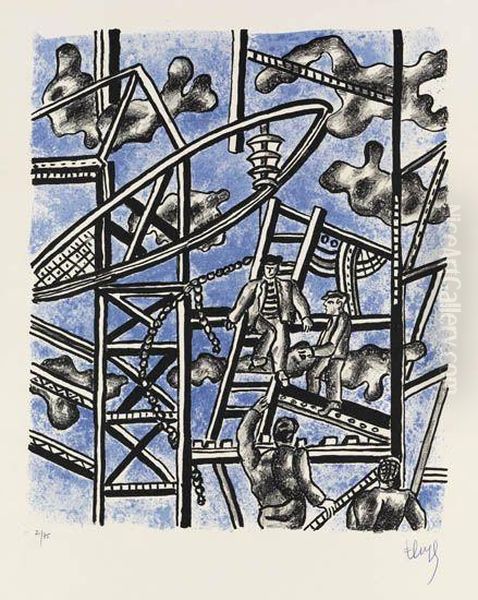 Les Constructeurs Oil Painting by Fernand Leger