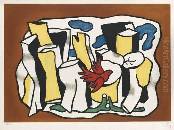 L'oiseau Rouge Dans Le Bois Oil Painting by Fernand Leger