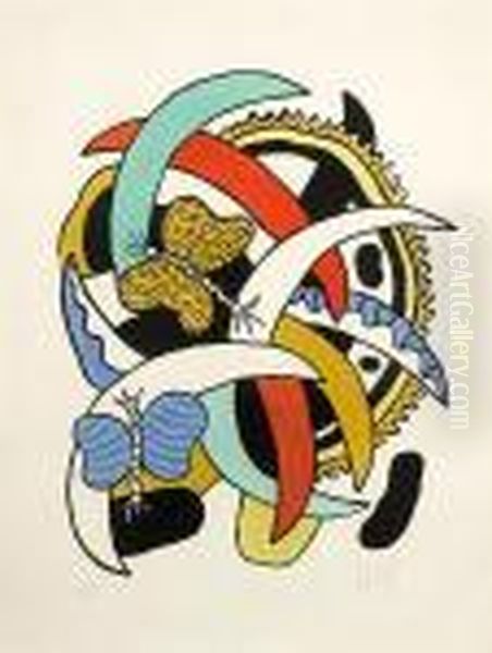 Les Papillons (the Butterflies) Oil Painting by Fernand Leger