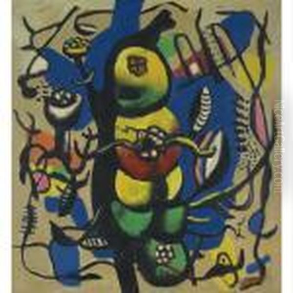 Nature Morte Aux Fleurs Oil Painting by Fernand Leger