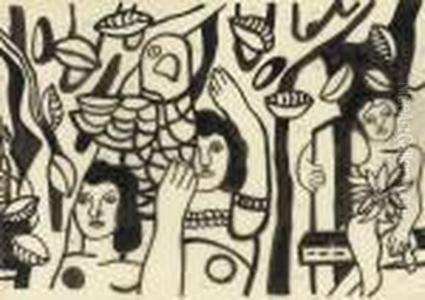 Les Femmes Aux Perroquets Oil Painting by Fernand Leger