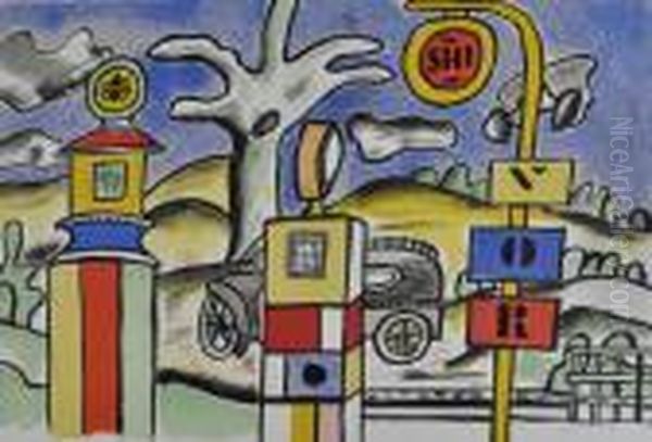Station Service Oil Painting by Fernand Leger