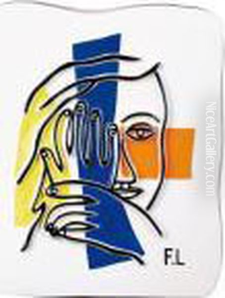 Visage Aux Deux Mains Oil Painting by Fernand Leger