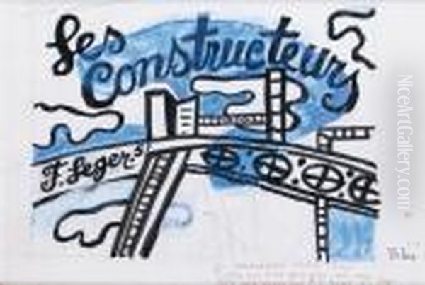 Les Constructeurs Oil Painting by Fernand Leger