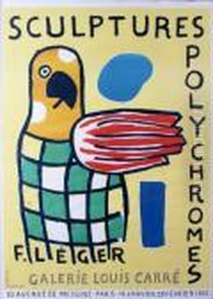 Sculptures Polychromes Oil Painting by Fernand Leger