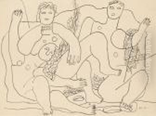 Baigneuses Sur La Plage Oil Painting by Fernand Leger