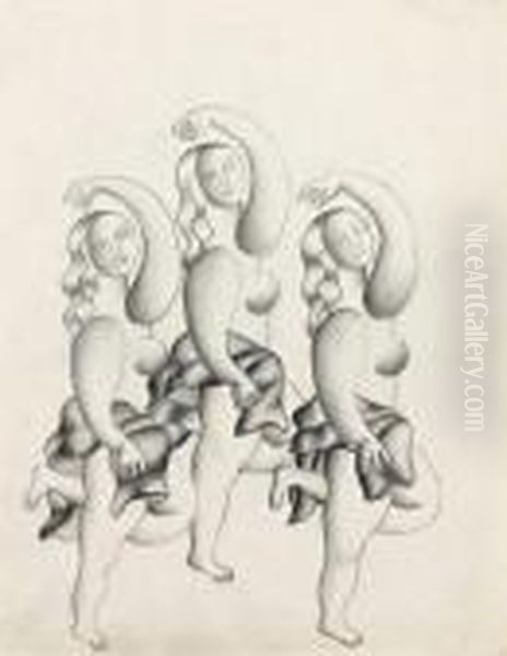 Trois Danseuses Oil Painting by Fernand Leger