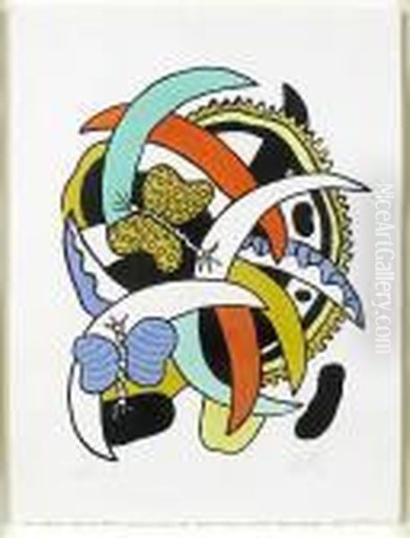 Les Papillons Oil Painting by Fernand Leger