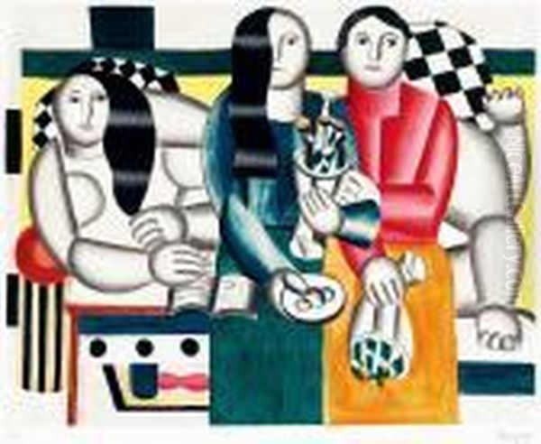 Women With A Bunch Of Flowers. Oil Painting by Fernand Leger