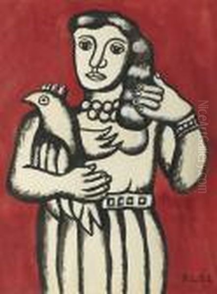 La Femme Au Perroquet Oil Painting by Fernand Leger