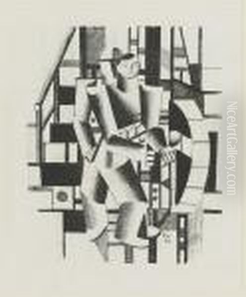 Composition Aux Deux Personnages Oil Painting by Fernand Leger