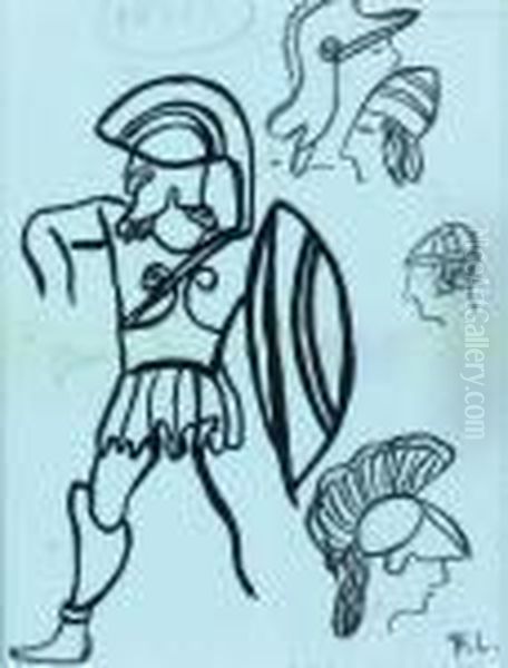 Etude De Costumes Pour Le Ballet David Triomphant Oil Painting by Fernand Leger