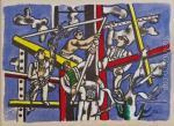 Les Constructeurs Oil Painting by Fernand Leger