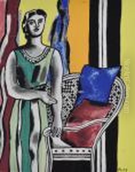 Modernist Figure Oil Painting by Fernand Leger