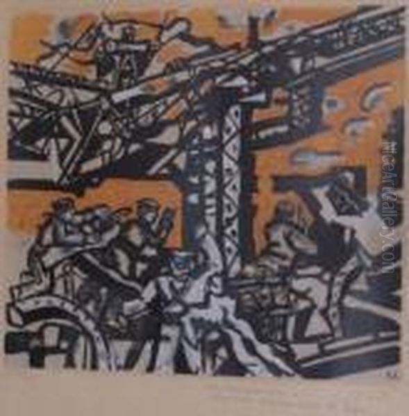 Hommage A Stalingrad Oil Painting by Fernand Leger