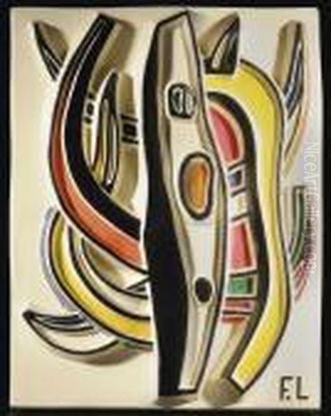 Composition Abstrait Oil Painting by Fernand Leger