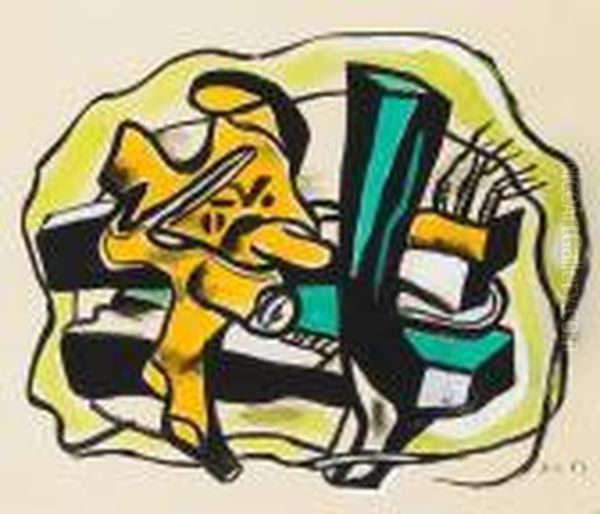 Composition Sur Fond Jaune Oil Painting by Fernand Leger