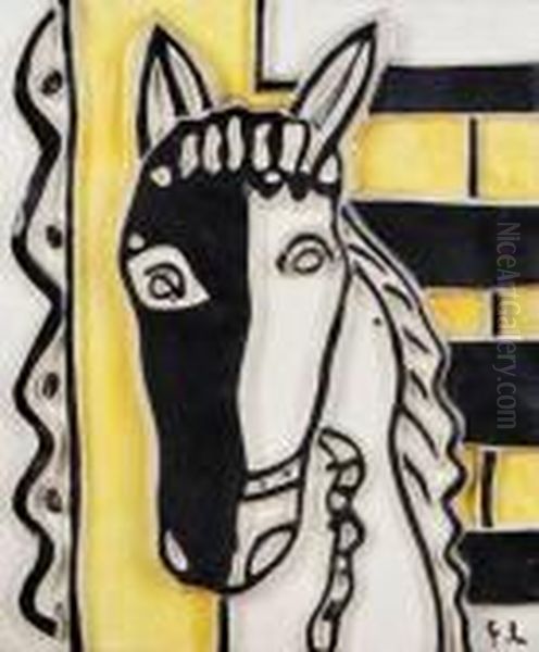 Le Cheval Sur Fond Jaune Oil Painting by Fernand Leger