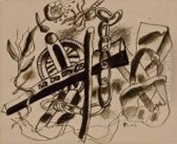 Composition A La Chaine Oil Painting by Fernand Leger