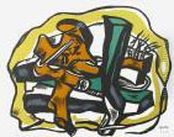 Composition Sur Fond Jaune Oil Painting by Fernand Leger