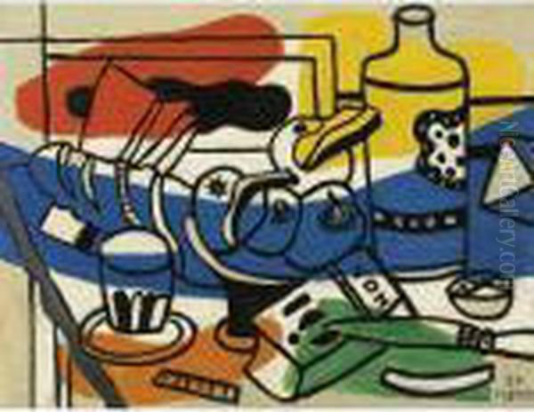 Nature Morte Aux Trois Fruits Oil Painting by Fernand Leger