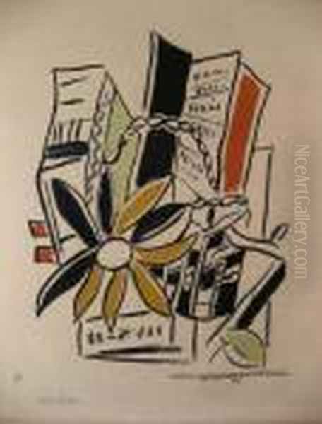 Untitled (livres Etfleurs) Oil Painting by Fernand Leger