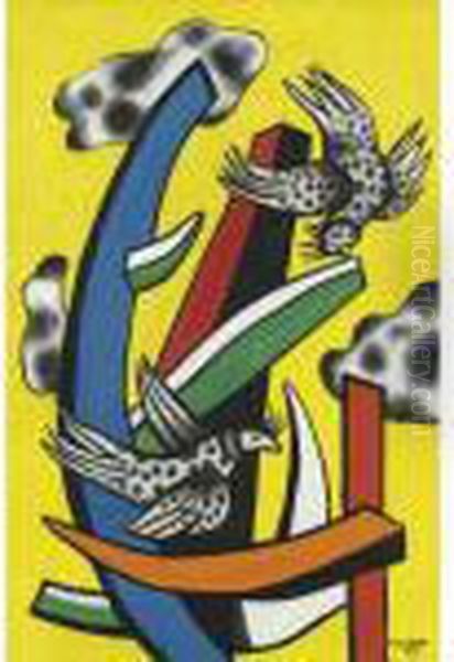 Composition Aux Deux Oiseaux Oil Painting by Fernand Leger