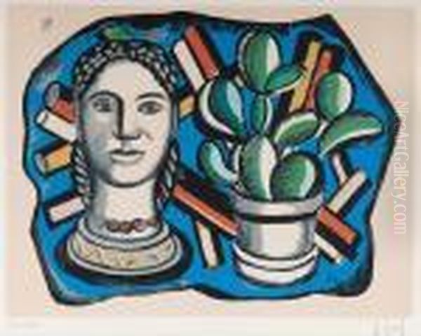 Femme Avec Cactus Oil Painting by Fernand Leger