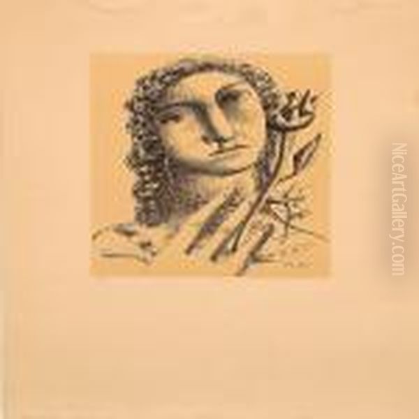 Woman With Flower Oil Painting by Fernand Leger