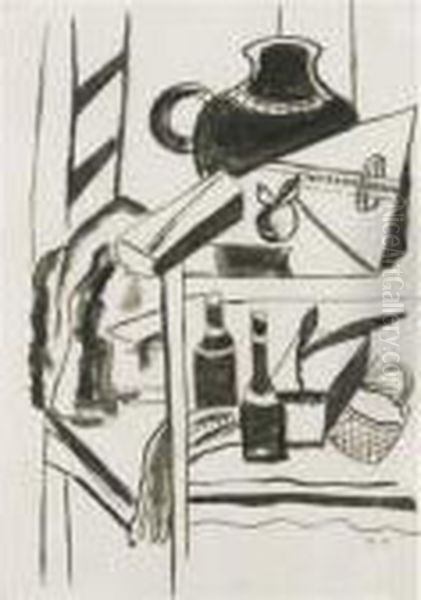 Les Bouteilles Oil Painting by Fernand Leger
