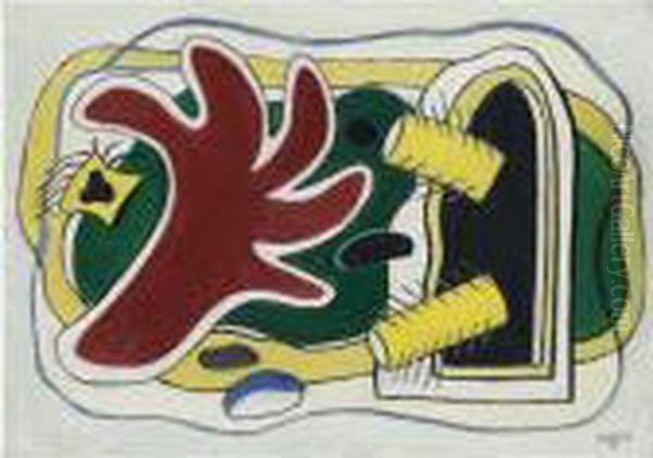 La Feuille Rouge Oil Painting by Fernand Leger