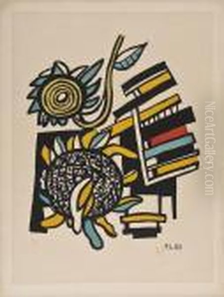 Les Deux Tournesols Oil Painting by Fernand Leger