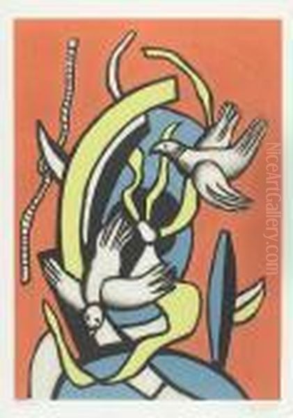 Composition Aux Deux Oiseaux Oil Painting by Fernand Leger