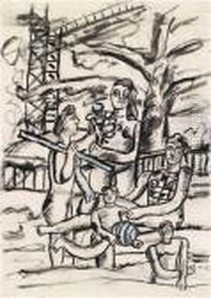 Les Campeurs Oil Painting by Fernand Leger