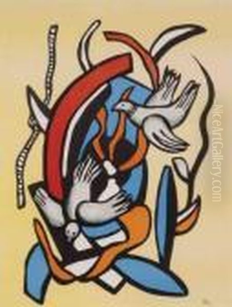 Les Deux Oiseaux Oil Painting by Fernand Leger