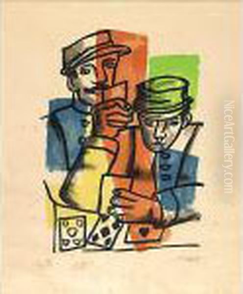 Untitled (card Players) Oil Painting by Fernand Leger
