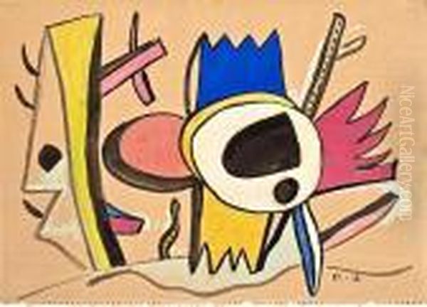 Paysage Au Papillon Oil Painting by Fernand Leger