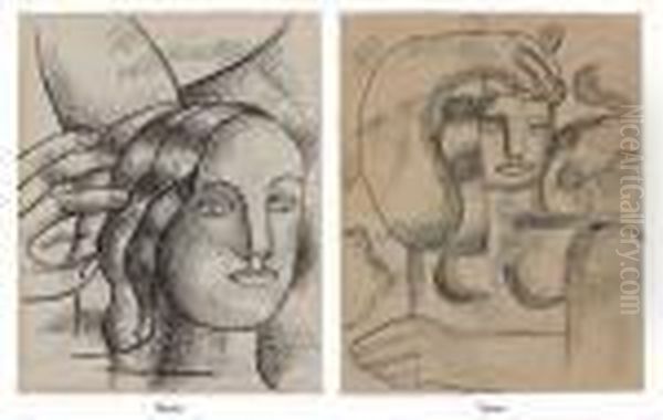 Portrait De Femme (recto And Verso) Oil Painting by Fernand Leger