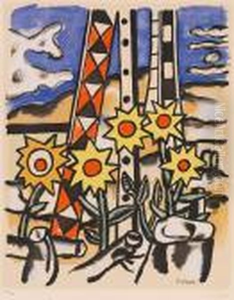 Nach - Cinq Tournesols. Oil Painting by Fernand Leger