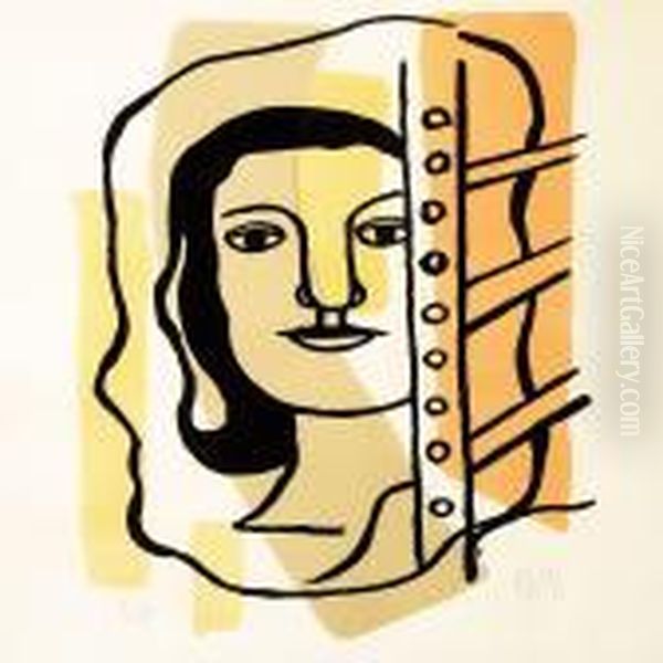 Tete Defemme Oil Painting by Fernand Leger