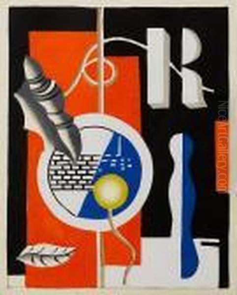 Coquille Et Feuille Oil Painting by Fernand Leger