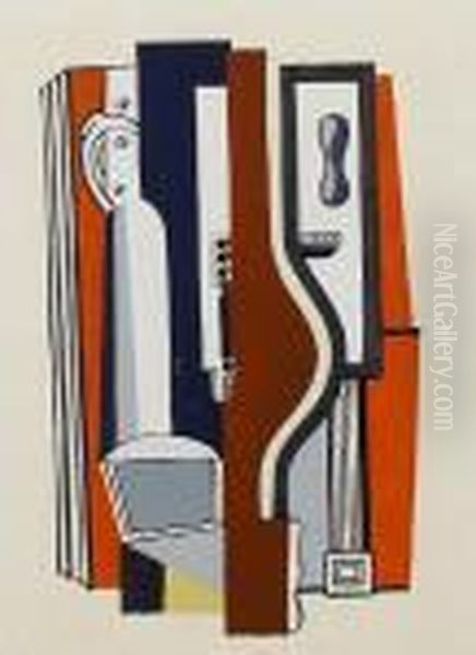 L'accordeon Oil Painting by Fernand Leger
