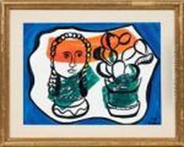 Damenbuste Mitkakteenplanze Oil Painting by Fernand Leger