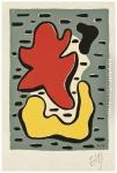 Red And Yellow Composition Oil Painting by Fernand Leger
