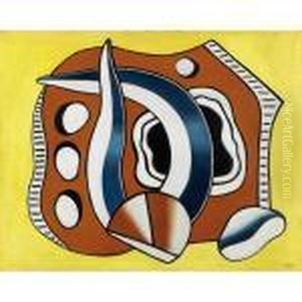 Composition Au Fond Jaune Oil Painting by Fernand Leger